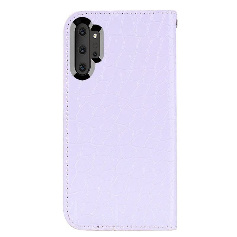 Flip Cover Samsung Galaxy Note 10+ / Note 10+ 5G Luksus Pailletter Og Krokodilleeffekt