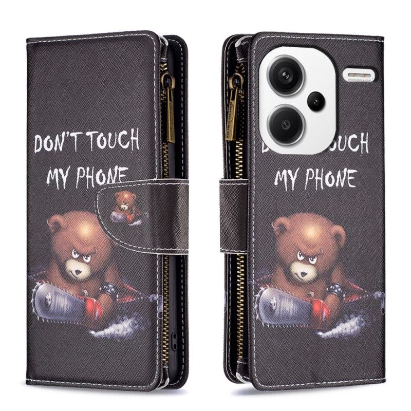 Læder Cover Xiaomi Redmi Note 13 Pro Plus 5g Telefon Etui Dangerous Bear Wallet