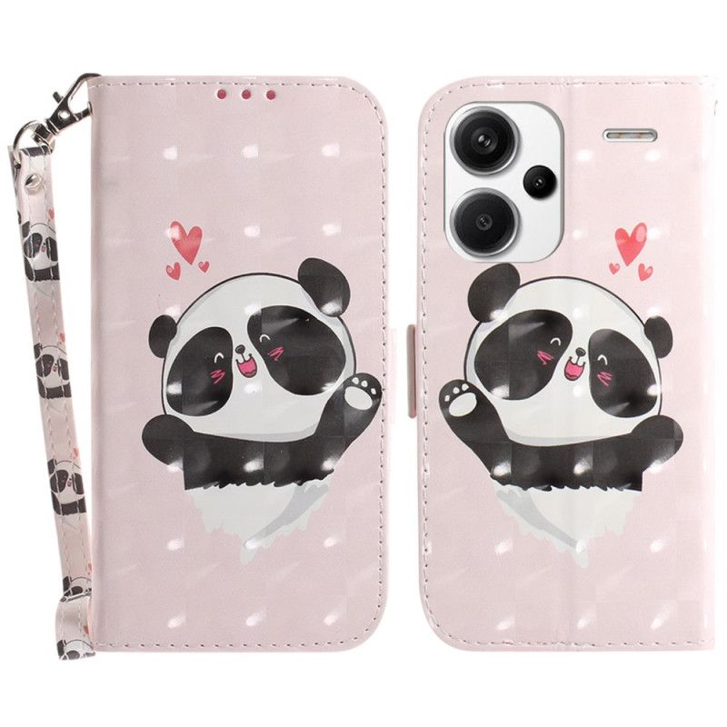 Læder Cover Xiaomi Redmi Note 13 Pro Plus 5g Telefon Etui Panda Love Med Rem