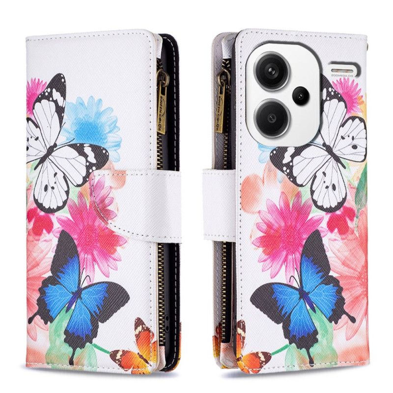 Læder Cover Xiaomi Redmi Note 13 Pro Plus 5g Telefon Etui To Sommerfugle Tegnebog