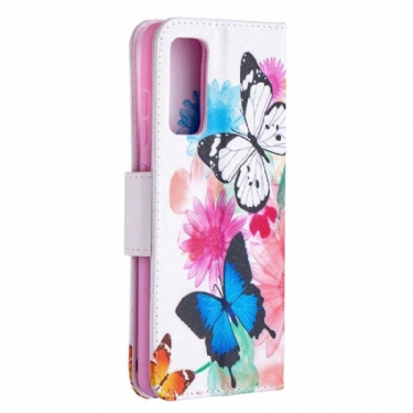Flip Cover Samsung Galaxy S20 FE Sommerfugle Og Farverige Blomster