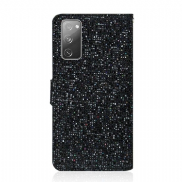 Læder Cover Samsung Galaxy S20 FE Glitterkortholder