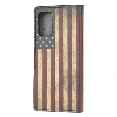 Læder Cover Samsung Galaxy S20 FE Vintage Amerikansk Flag