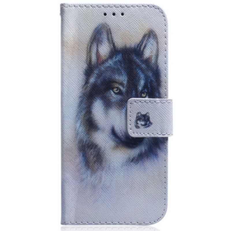 Flip Cover Oppo Reno 8 Pro Med Snor Strappy Akvarelhund