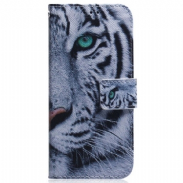 Flip Cover Oppo Reno 8 Pro Med Snor Strappy White Tiger