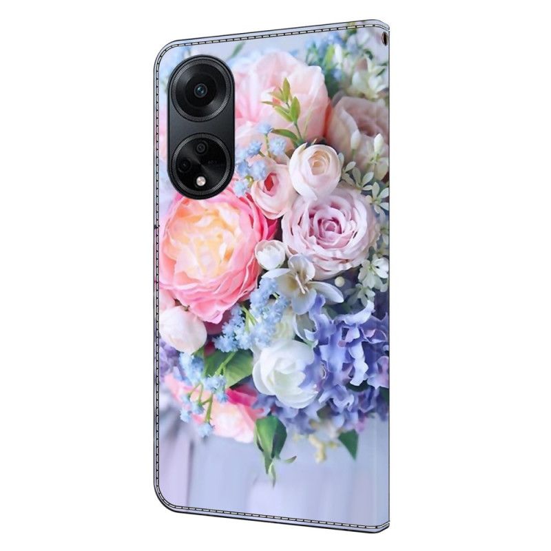 Flip Cover Oppo A98 5g Farverige Blomster