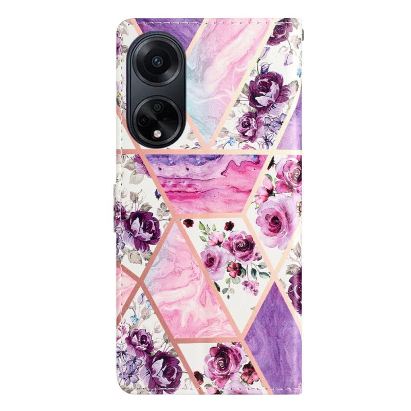 Flip Cover Til Oppo A98 5g Lilla Blomster Med Rem