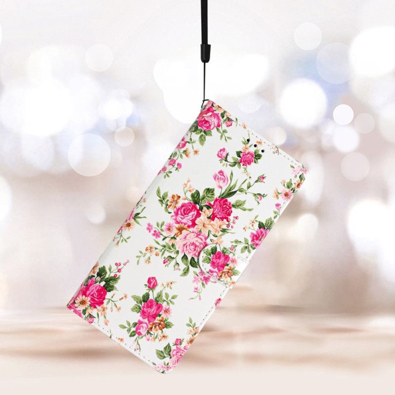 Flip Cover Til Oppo A98 5g Røde Blomster Med Rem