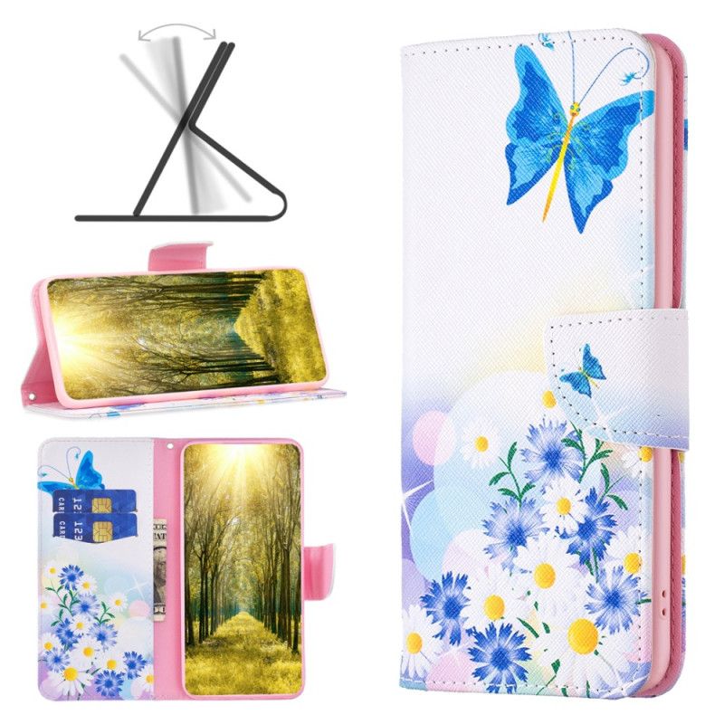 Flip Cover Til Oppo A98 5g Sommerfugl Og Blomster Akvarel