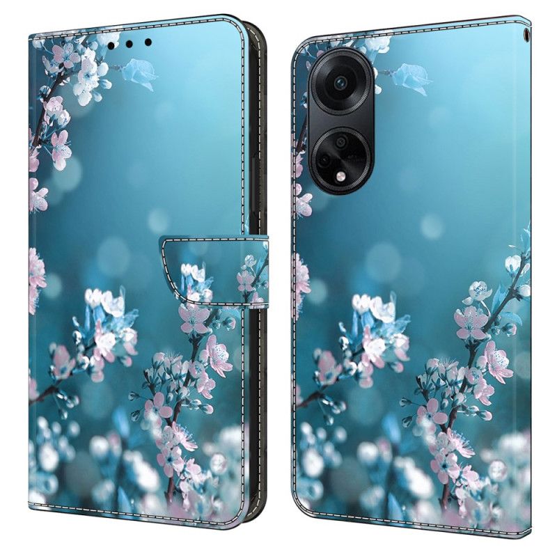 Læder Cover Oppo A98 5g Blommeblomster