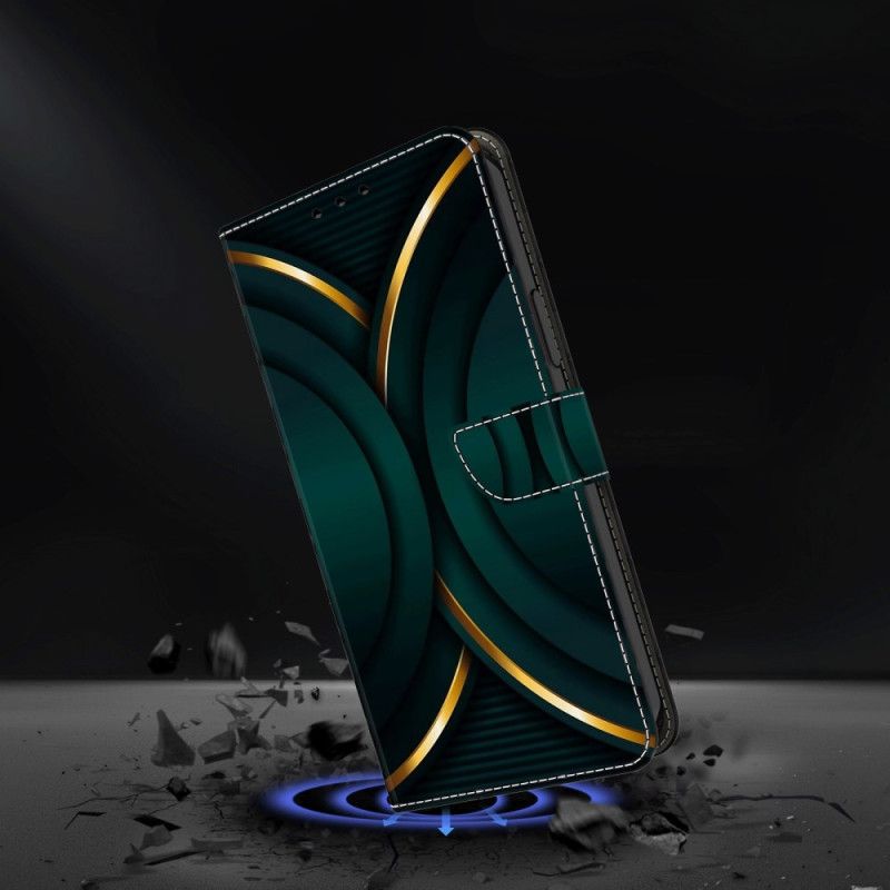 Læder Cover Oppo A98 5g Telefon Etui Gyldent Omrids