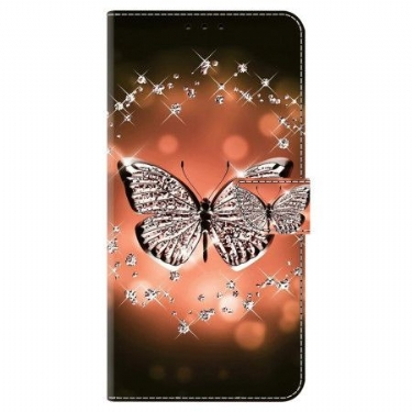 Læder Cover Oppo A98 5g Telefon Etui Krystalsommerfugle