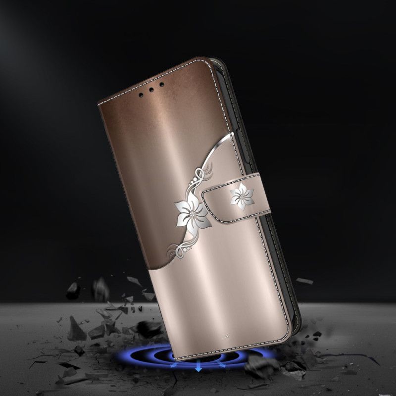 Læder Cover Oppo A98 5g Telefon Etui Sølvblomst