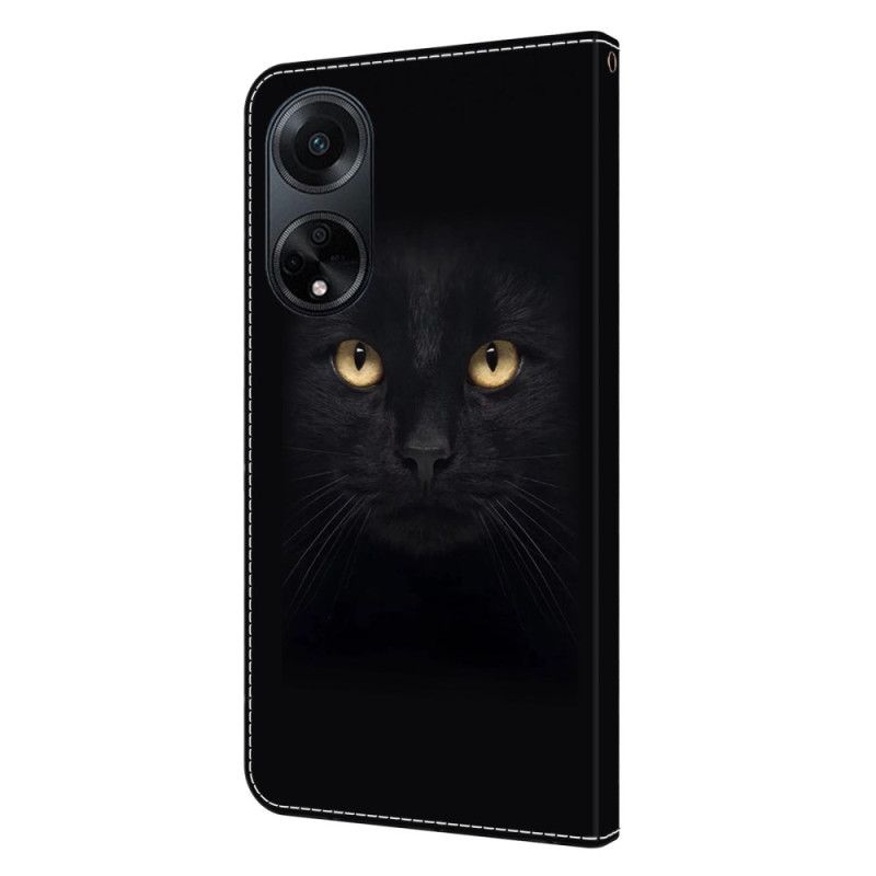 Læder Cover Oppo A98 5g Telefon Etui Sort Kat