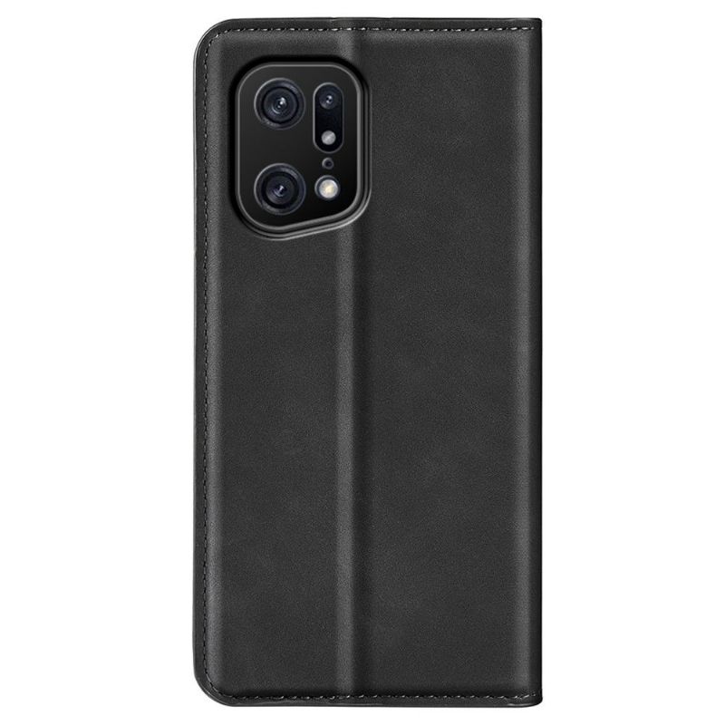 Case Oppo Find X5 Pro Original Stativ I Imiteret Læder