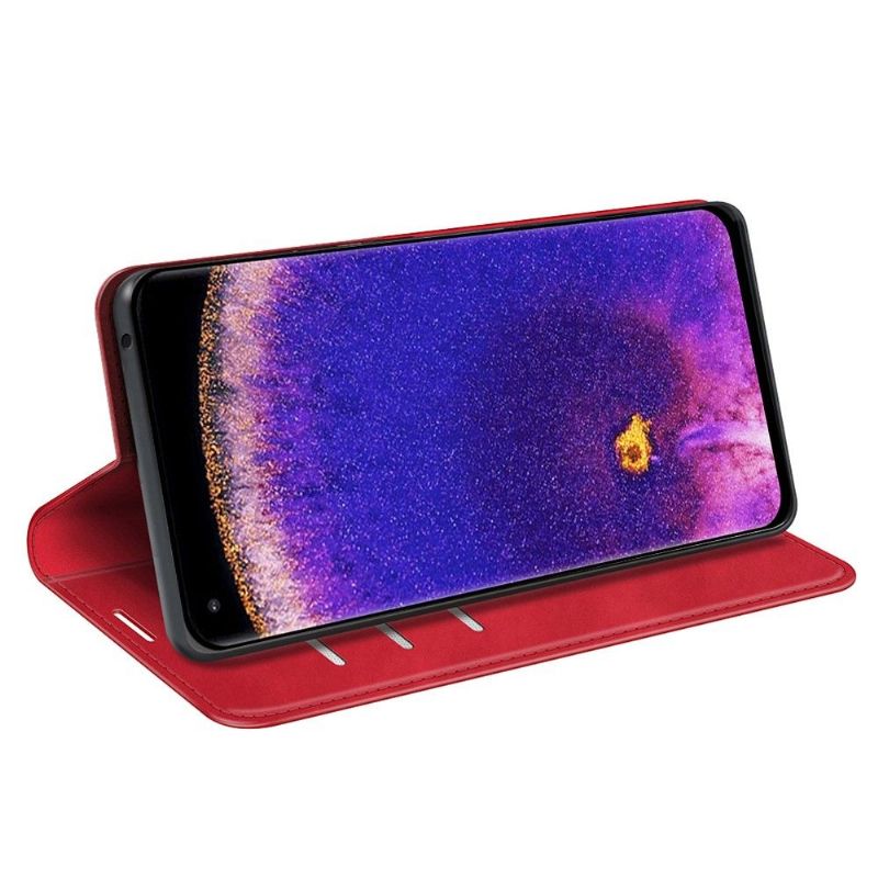 Case Oppo Find X5 Pro Original Stativ I Imiteret Læder