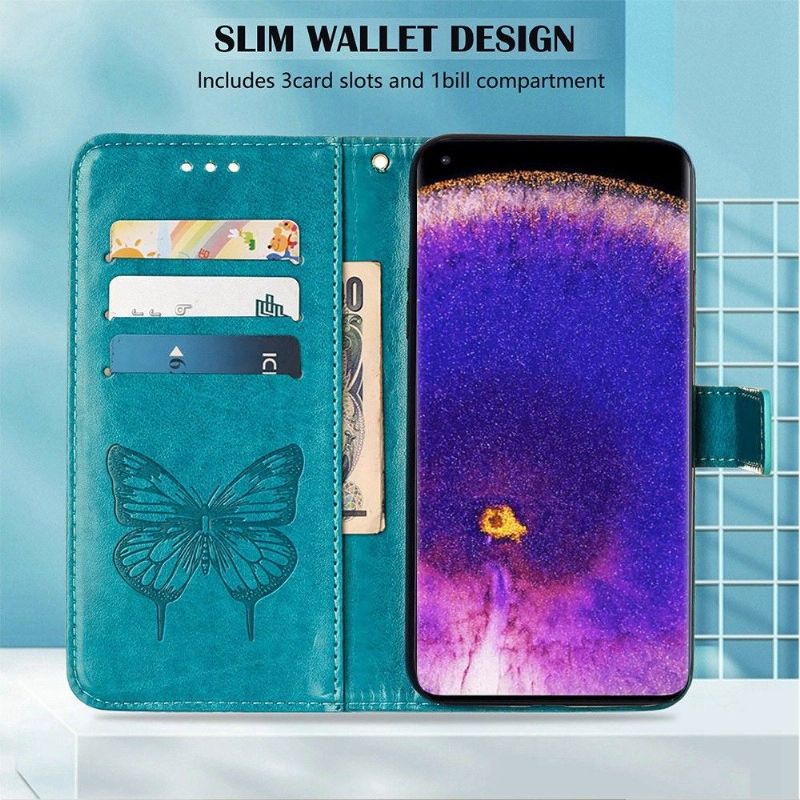 Flip Cover Oppo Find X5 Pro Sommerfugleblomst Kortholder