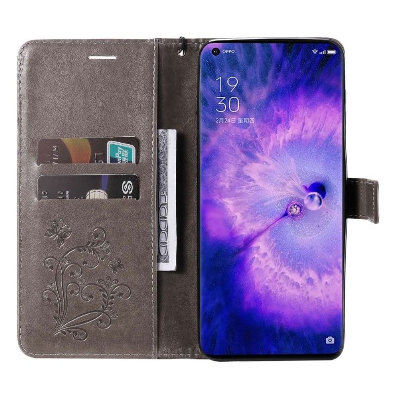 Flip Cover Oppo Find X5 Pro Supportfunktion Sommerfugle