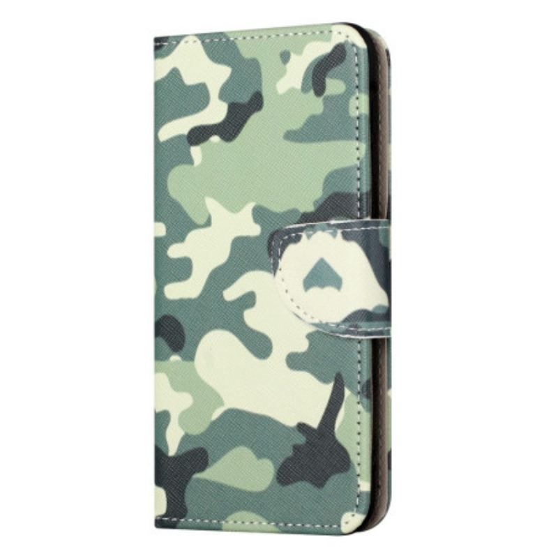 Læder Cover iPhone 15 Militær Camouflage