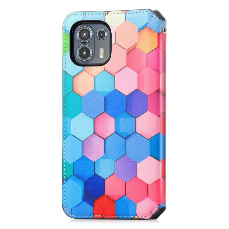 Læder Cover Motorola Edge 20 Lite Farvet Honeycomb