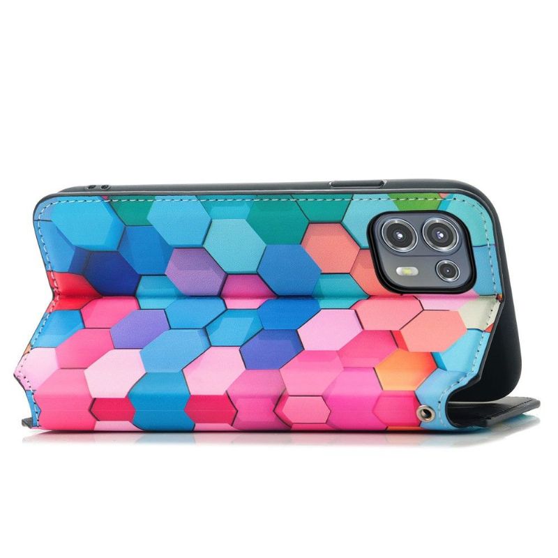 Læder Cover Motorola Edge 20 Lite Farvet Honeycomb