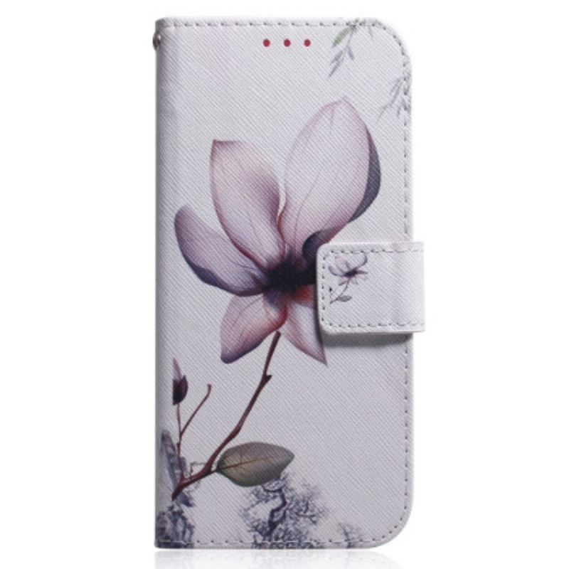 Flip Cover Oppo Reno 8 Med Snor Vintage Strappy Blomst