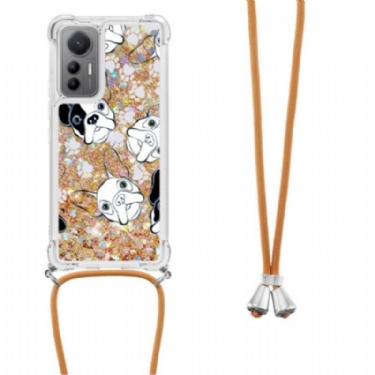 Mobilcover Xiaomi 12 Lite Med Snor Hunde Med Pailletter Med Snoretræk
