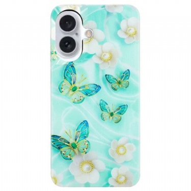 Cover iPhone 16 Blomster Og Sommerfugle