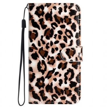 Flip Cover iPhone 16 Leopardmønster Med Rem