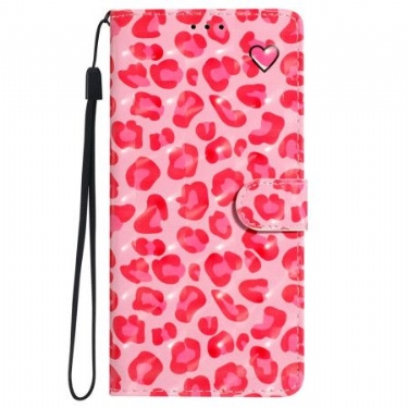 Flip Cover iPhone 16 Pink Leopard Print Med Rem