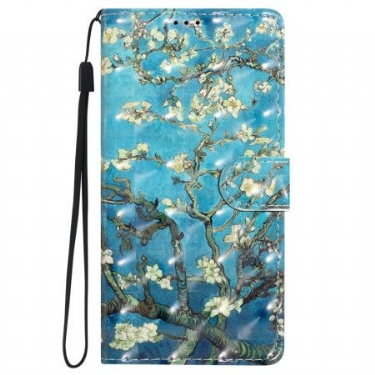 Læder Cover iPhone 16 Telefon Etui Abrikosblomst