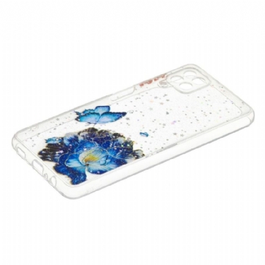 Cover Samsung Galaxy A12 Blå Blomster Og Sommerfugle