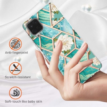 Cover Samsung Galaxy A12 Marmor Og Hvide Blomster