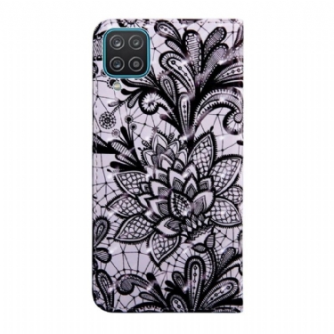 Flip Cover Samsung Galaxy A12 Blomsterknipling