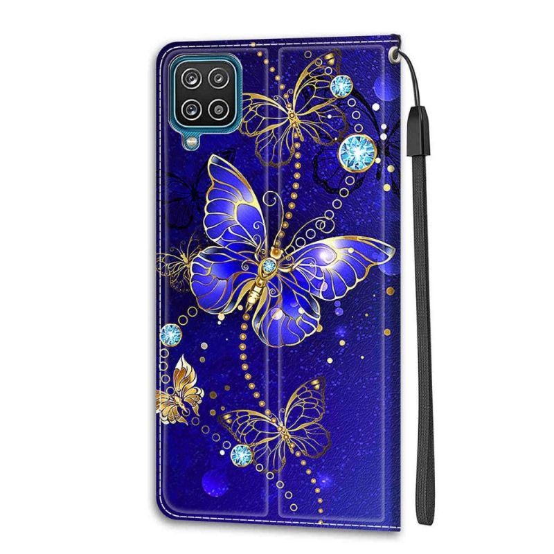 Flip Cover Samsung Galaxy A12 Lilla Sommerfugl