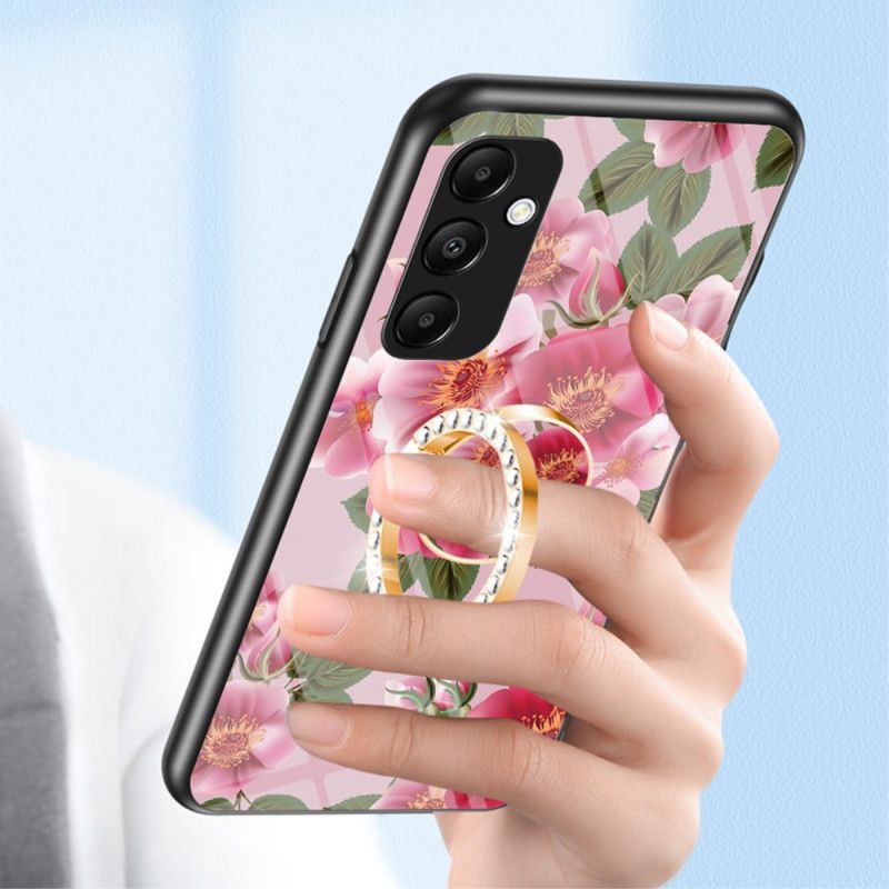 Cover Samsung Galaxy A55 5g Hærdet Glas Med Blomstermønsterholder