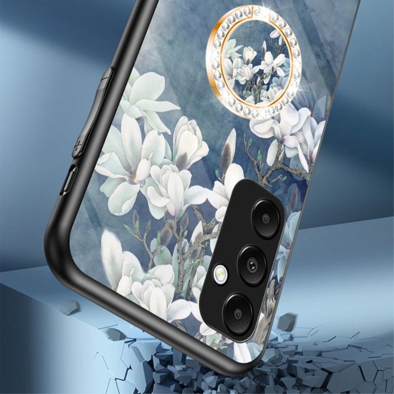 Cover Samsung Galaxy A55 5g Hærdet Glas Med Blomstermønsterholder