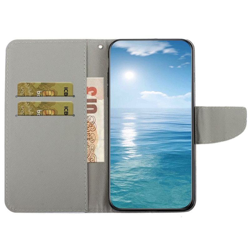 Flip Cover Samsung Galaxy A55 5g Flaske Og Sommerfugle Med Rem