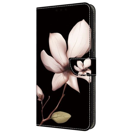 Flip Cover Samsung Galaxy A55 5g Lyserøde Blomster På Sort Baggrund