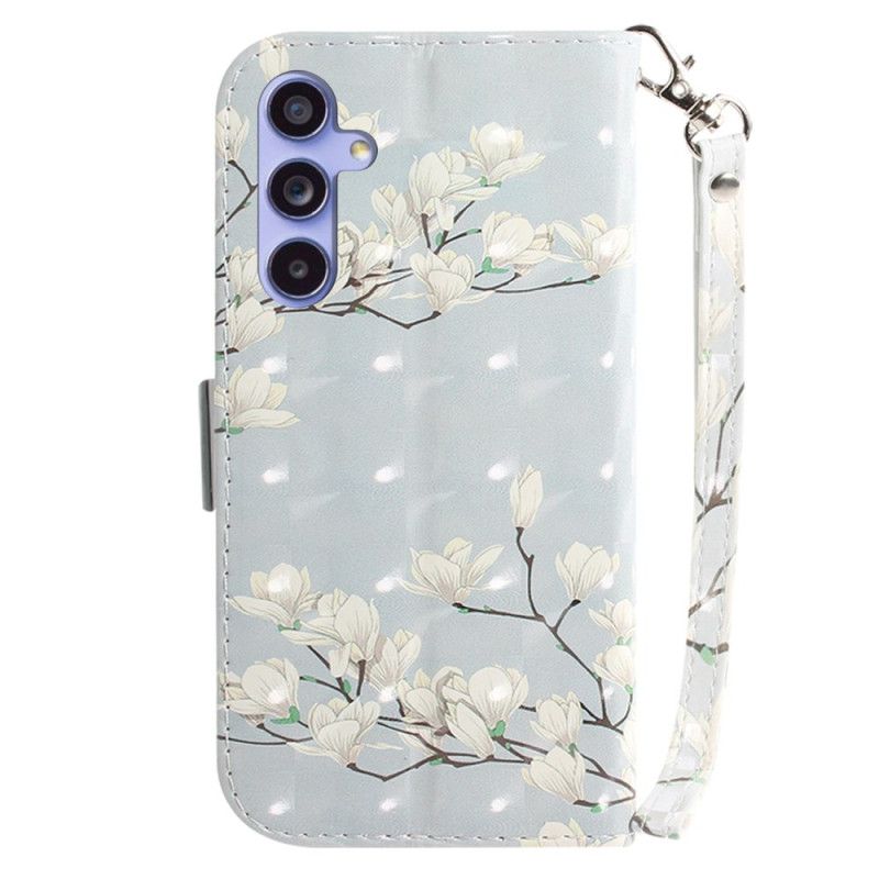 Læder Cover Samsung Galaxy A55 5g Telefon Etui Lanière Magnolias