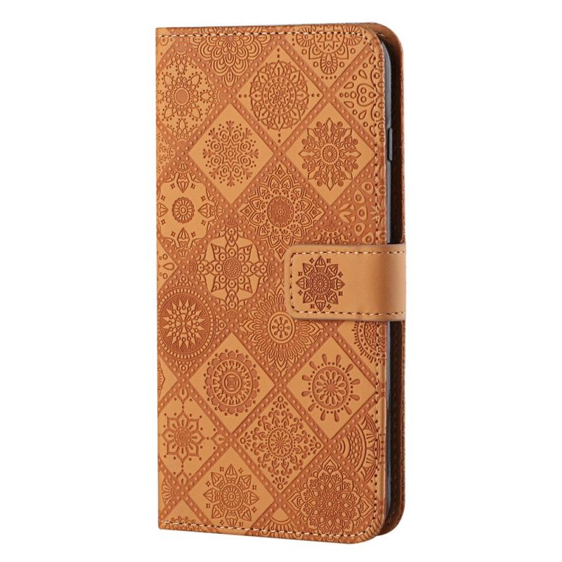 Læder Cover Samsung Galaxy A55 5g Telefon Etui Patchwork Med Rem