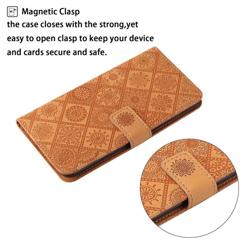 Læder Cover Samsung Galaxy A55 5g Telefon Etui Patchwork Med Rem