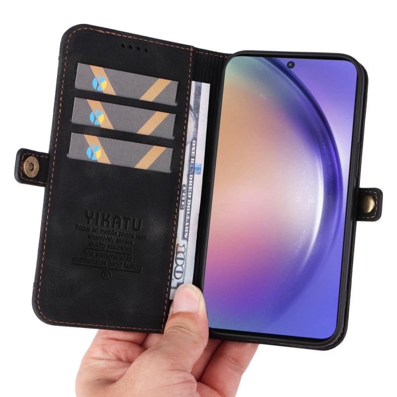 Læder Cover Samsung Galaxy A55 5g Telefon Etui Yikatu Ruskindseffekt