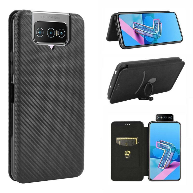 Cover Asus Zenfone 7 / 7 Pro Flip Cover Silikone Carbon