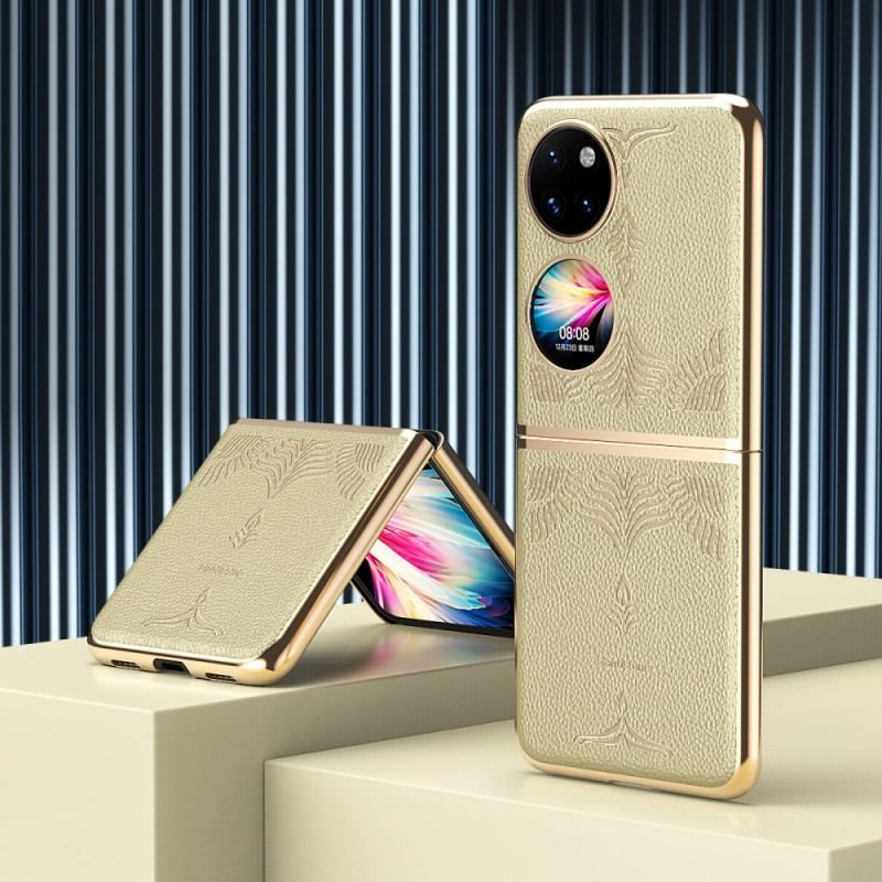 Cover Huawei P50 Pocket Retro Blomster Imiteret Læder