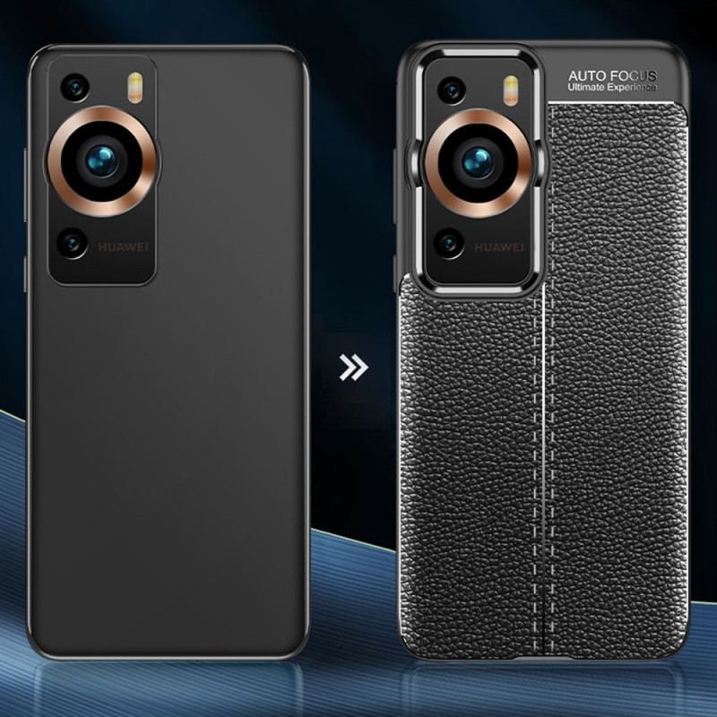 Cover Huawei P60 Pro Dobbelt Linje Litchi Læder Effekt