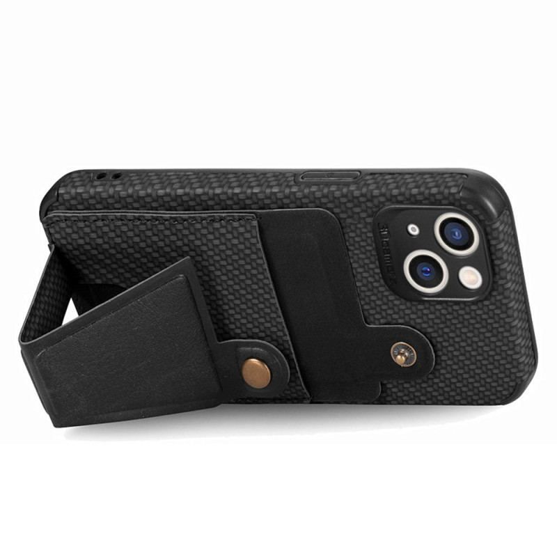 Cover iPhone 14 Carbon Fiber Kortholder Beslag