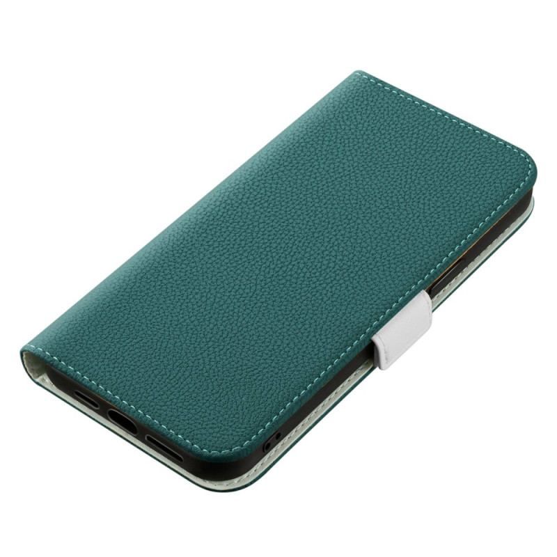 Cover iPhone 14 Flip Cover Litchi Imiteret Læder