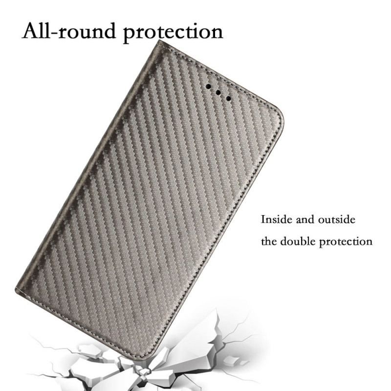 Cover iPhone 14 Med Snor Flip Cover Strappy Carbon Fiber Style