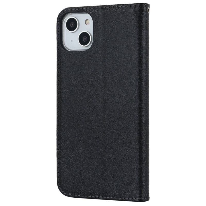 Cover iPhone 14 Plus Flip Cover Blødt Læderstil Med Rem